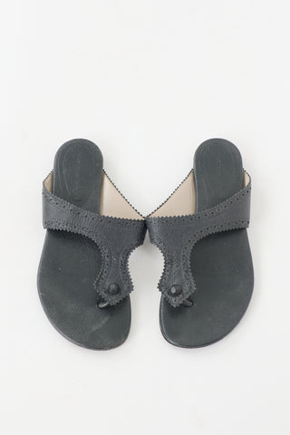 Balenciaga Leather Brogue T-Strap Sandal