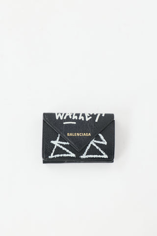 Balenciaga Leather Graffiti Papier Wallet