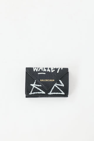 Balenciaga Leather Graffiti Papier Wallet