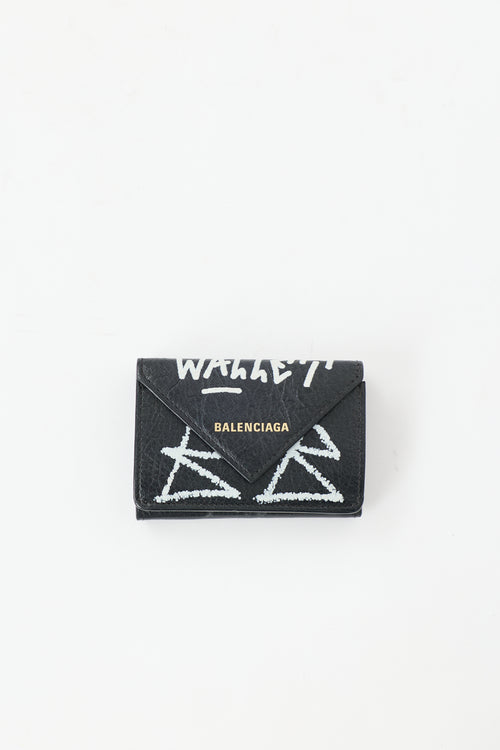 Balenciaga Leather Graffiti Papier Wallet