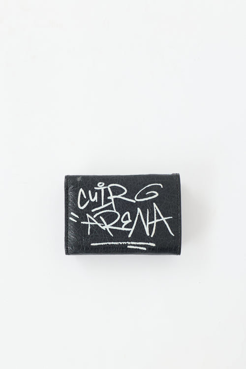 Balenciaga Leather Graffiti Papier Wallet