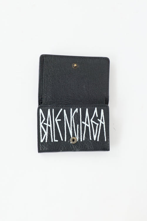 Balenciaga Leather Graffiti Papier Wallet