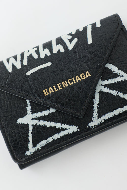 Balenciaga Leather Graffiti Papier Wallet