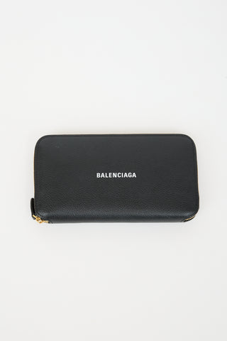 Balenciaga Leather Logo Zip Wallet