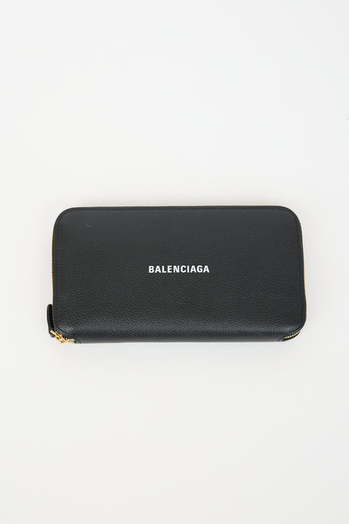Balenciaga Leather Logo Zip Wallet