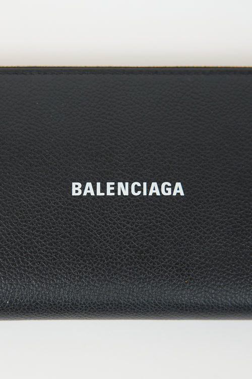 Balenciaga Leather Logo Zip Wallet