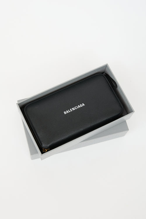 Balenciaga Leather Logo Zip Wallet