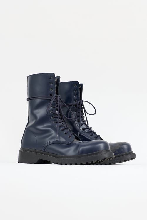 Balenciaga Leather Tall Combat Boot