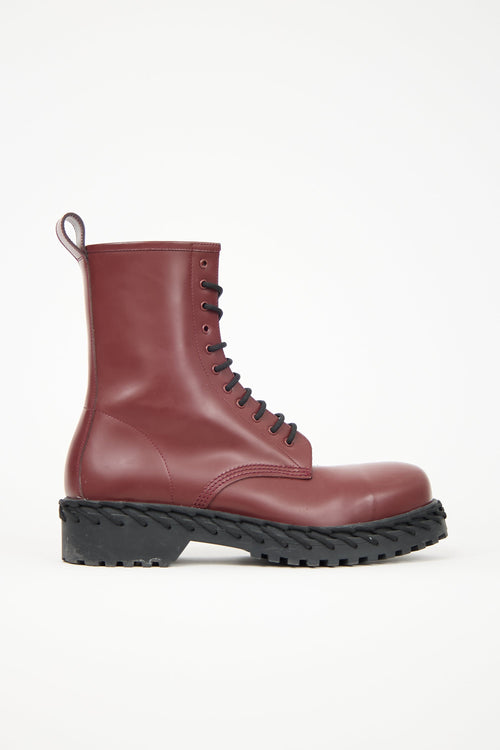 Balenciaga Leather Woven Combat Boot