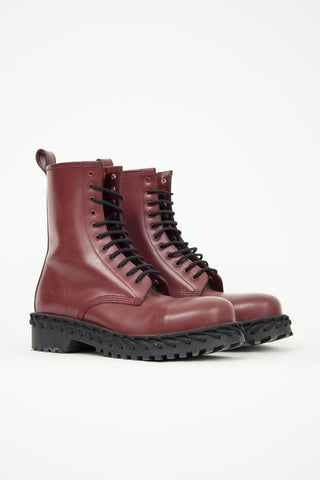 Balenciaga Leather Woven Combat Boot