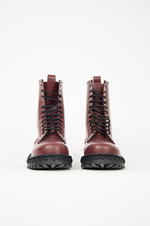 Balenciaga Leather Woven Combat Boot