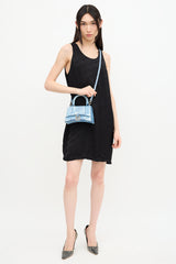 Balenciaga Leather Denim Printed Hourglass Mini Bag