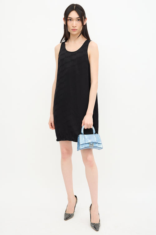 Balenciaga Leather Denim Printed Hourglass Mini Bag