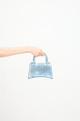 Balenciaga Leather Denim Printed Hourglass Mini Bag