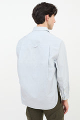 Balenciaga Light Blue Cotton One Pocket Striped Shirt