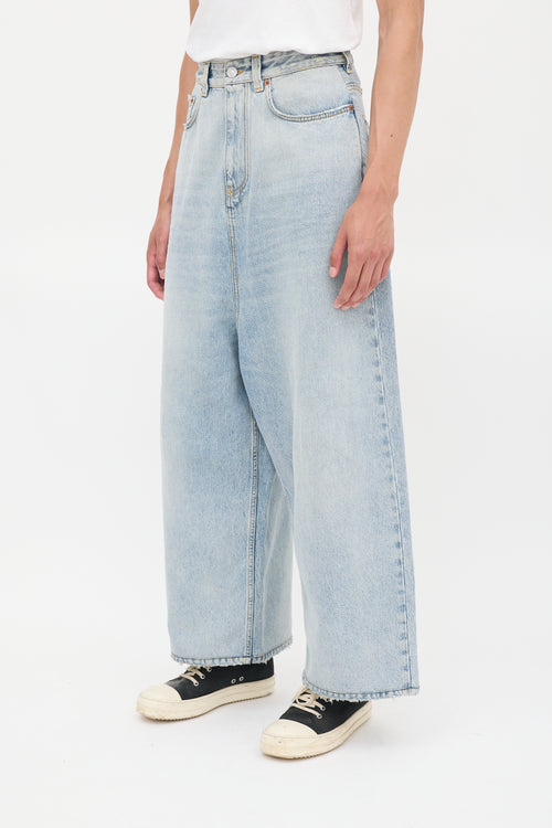 Balenciaga Light Wash Wide Leg Drop Seat Jeans