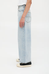 Balenciaga Light Wash Wide Leg Drop Seat Jeans