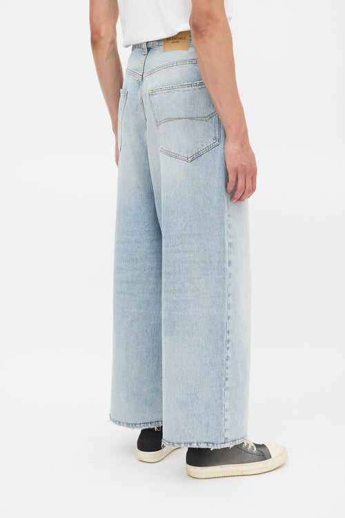 Balenciaga Light Wash Wide Leg Drop Seat Jeans