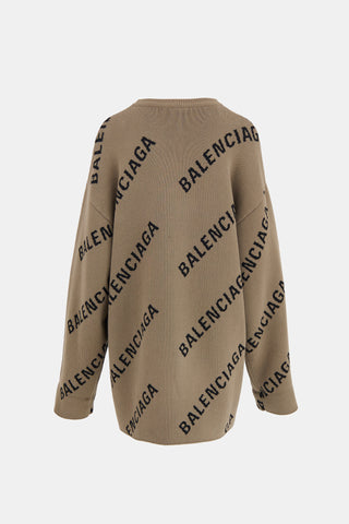 Balenciaga Allover Logo Sweater Dress