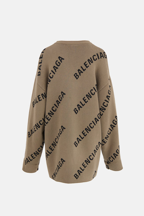 Balenciaga Allover Logo Sweater Dress