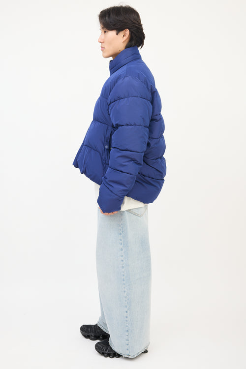 Balenciaga Blue Chest Logo Puffer Jacket