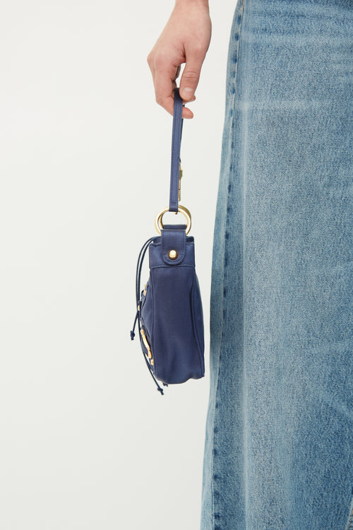 Balenciaga Navy & Gold Satin Small City Bag