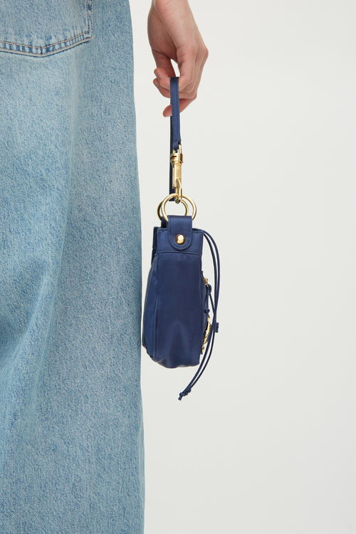 Balenciaga Navy & Gold Satin Small City Bag