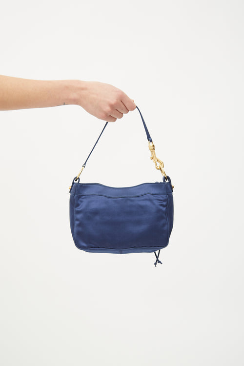 Balenciaga Navy & Gold Satin Small City Bag