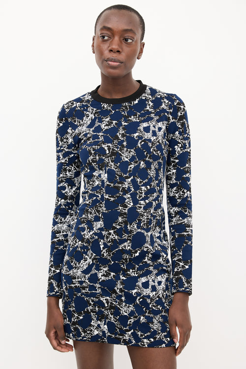 Balenciaga Navy & Multi Knit Jacquard Midi Dress