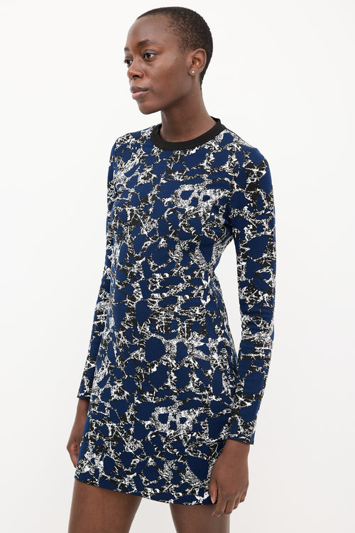 Balenciaga Navy & Multi Knit Jacquard Midi Dress