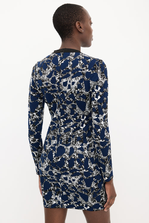 Balenciaga Navy & Multi Knit Jacquard Midi Dress