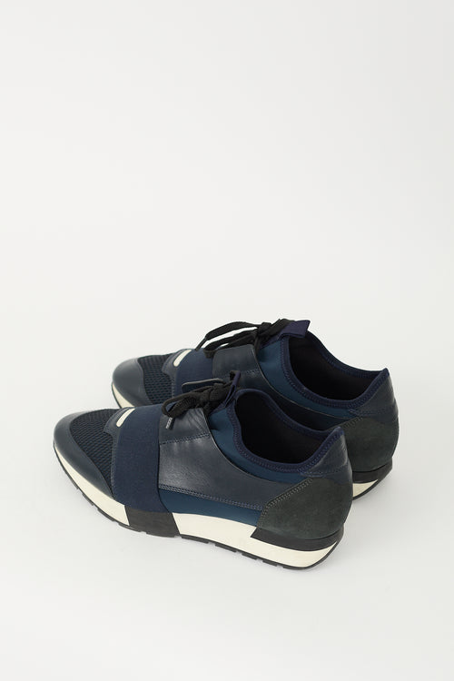 Balenciaga Navy Race Runner Sneaker