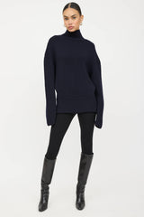 Balenciaga Wool Knit Logo Turtleneck Sweater