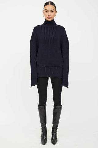 Balenciaga Wool Knit Logo Turtleneck Sweater