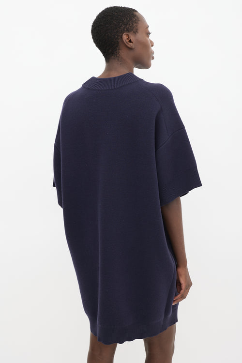 Balenciaga Navy Wool Oversized Sweater Dress