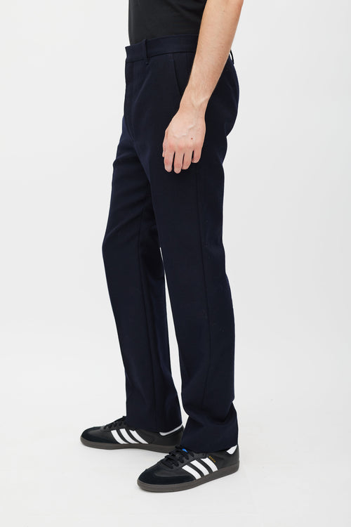 Balenciaga Navy Wool Straight Leg Trouser