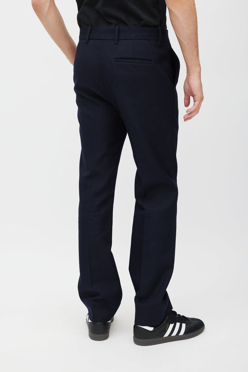 Balenciaga Navy Wool Straight Leg Trouser