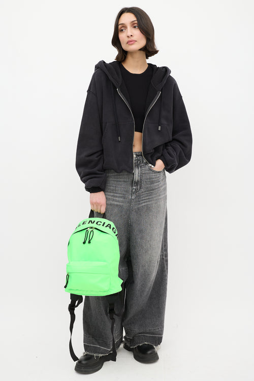 Balenciaga Neon Green Small Wheel Logo Backpack