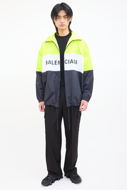 Balenciaga Neon Yellow & Black Nylon Track Jacket