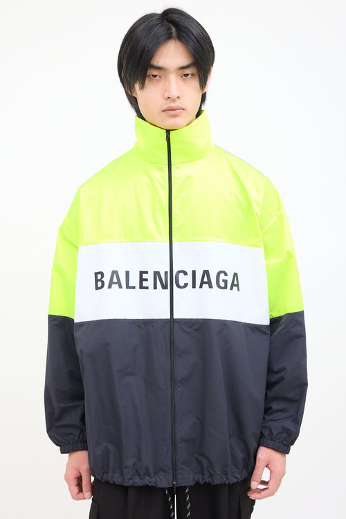 Balenciaga Neon Yellow & Black Nylon Track Jacket