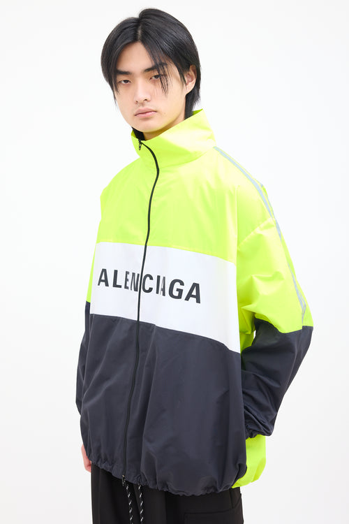 Balenciaga Neon Yellow & Black Nylon Track Jacket