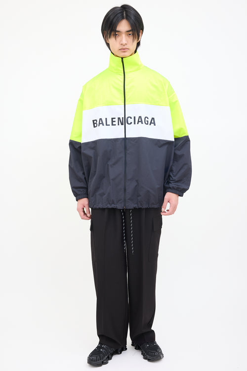 Balenciaga Neon Yellow Black Nylon Track Jacket VSP Consignment