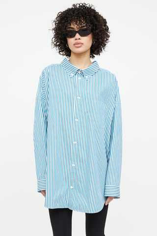 Balenciaga Oversized Striped Logo Shirt