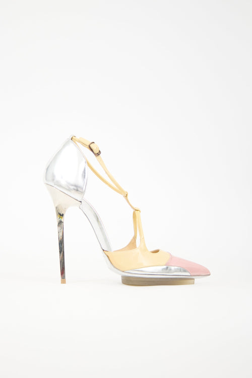 Balenciaga Patent & Metallic Leather Panel Heel