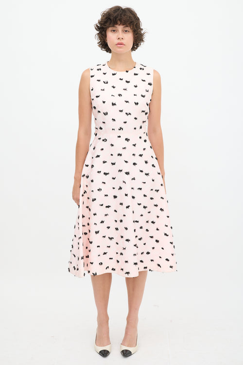 Balenciaga Pink & Black Jacquard Floral Dress