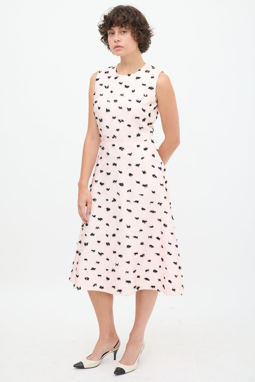 Balenciaga Pink & Black Jacquard Floral Dress