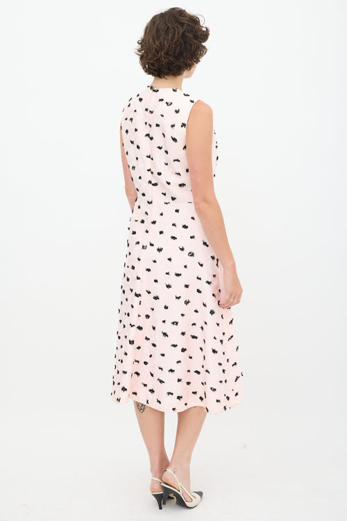 Balenciaga Pink & Black Jacquard Floral Dress