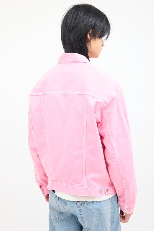 Balenciaga Pink Pink Logo Denim Jacket