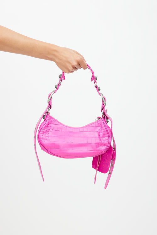 Balenciaga Pink Embossed Leather XS Le Cagole Bag