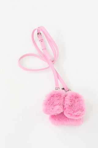 Balenciaga Pink Fur Crossbody Airpod Case